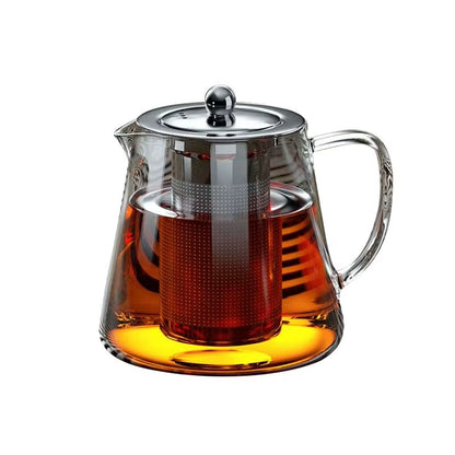 Elegant Glass Teapot with Stainless Steel Infuser – Heat-Resistant, Kung Fu Tea Kettle for Loose Leaf, Herbal & Flower Tea