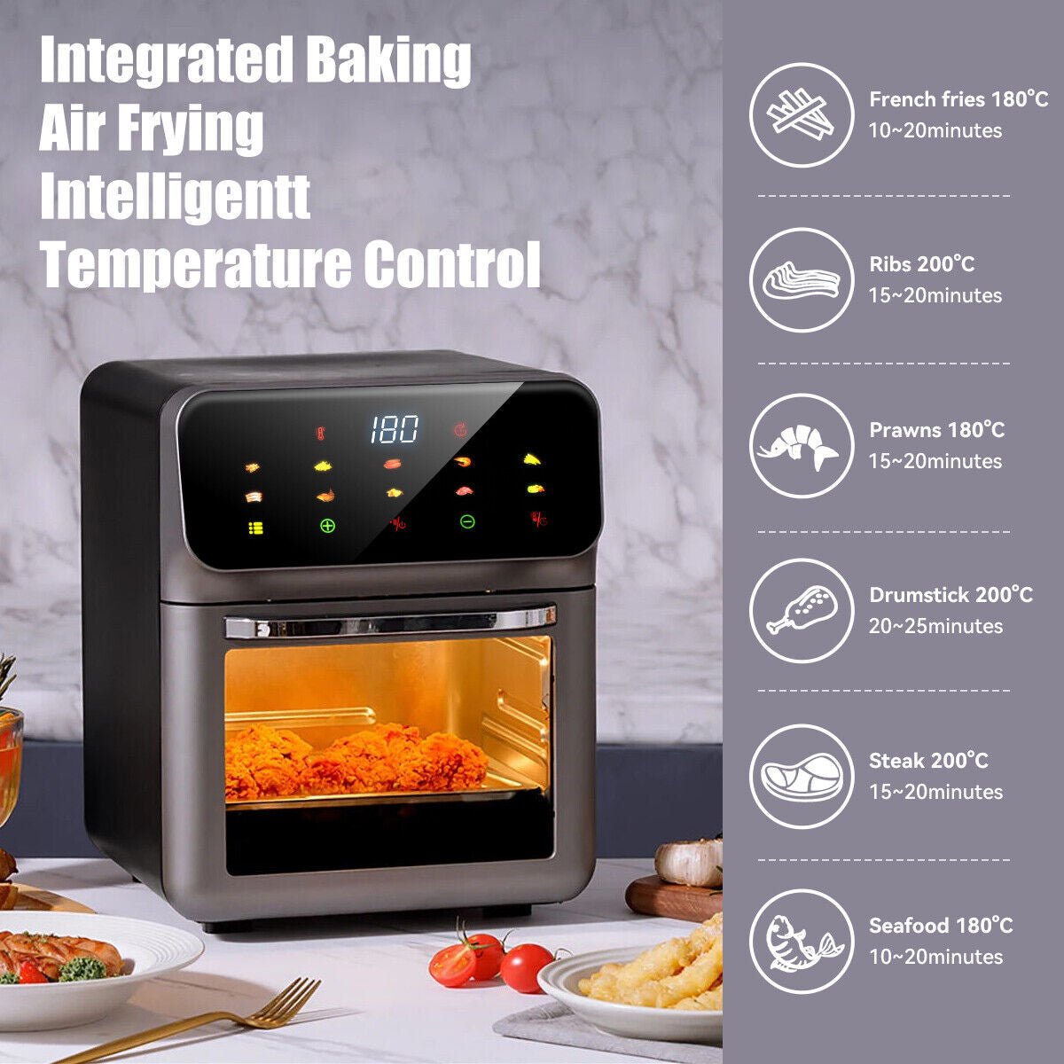 Air Fryer 15L 1400W Digital Kitchen Oven Oil Free Low Fat Healthy Frying Cooke