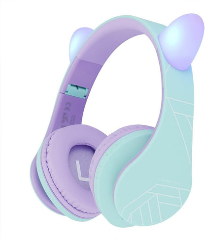 Kids Headphones, P2 Bluetooth Headphones for Kids with Volume Limit 85DB, Kids Wireless Headphones over Ear with Microphone, Foldable, Carry Case, Micro SD/TF for Iphone/Ipad/Laptop/Pc/Tv