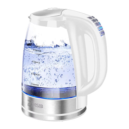 DEVISIB 2L Larger Capacity Electric Kettle Temperature Control 4 Hours Keep Warm 2200W LED Indicator Removable Filter Glass Body