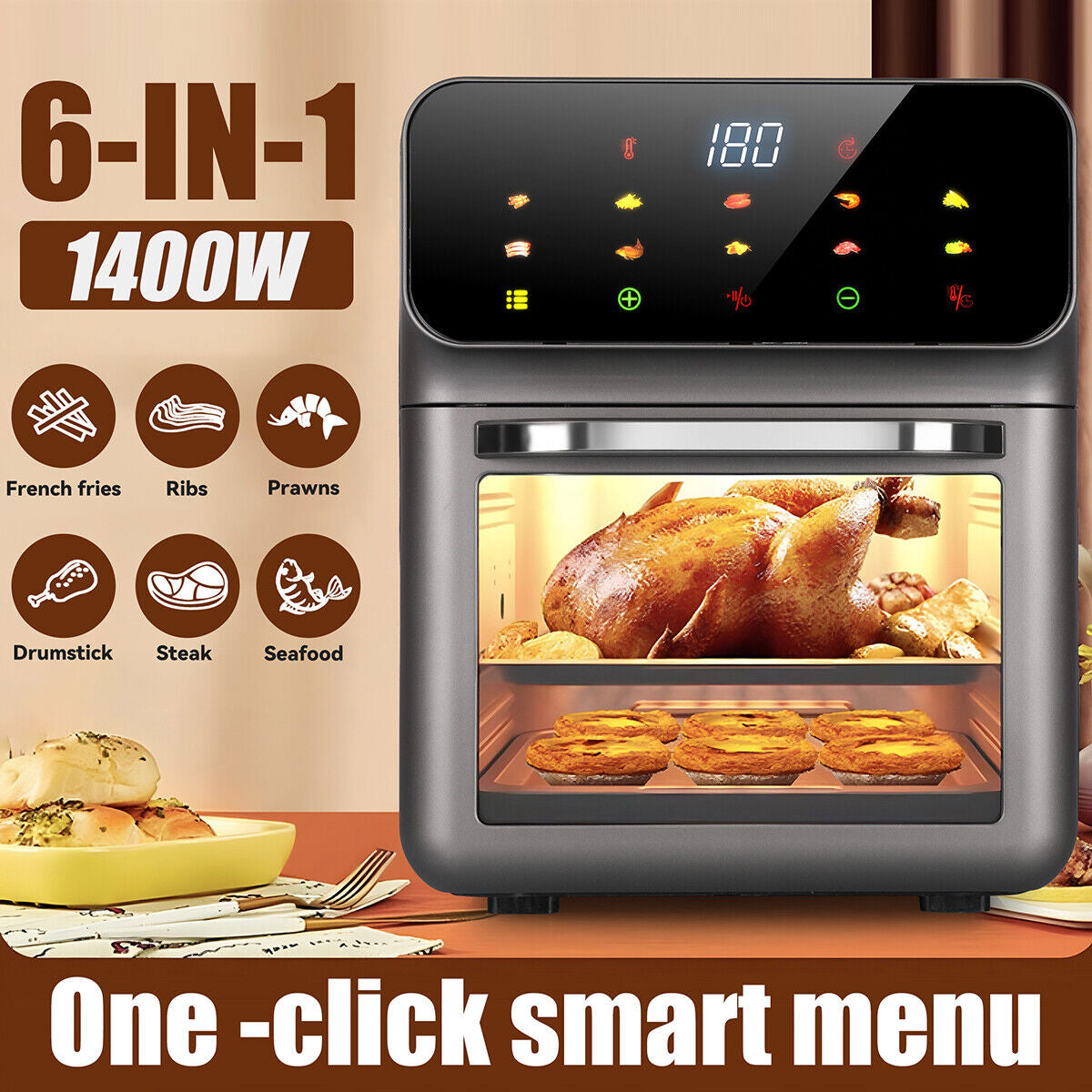 Air Fryer 15L 1400W Digital Kitchen Oven Oil Free Low Fat Healthy Frying Cooke