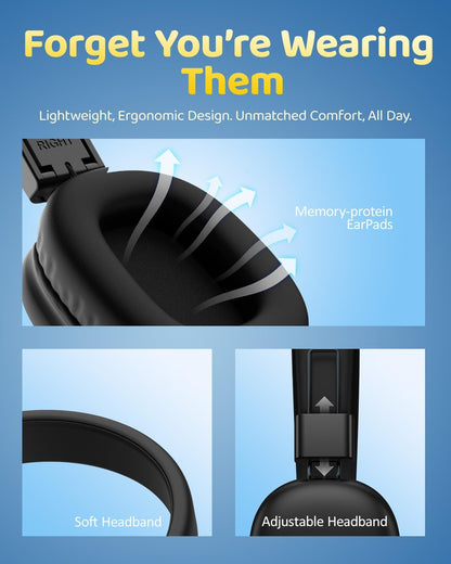 Kids Wireless Bluetooth Headphones | 50-Hour Playtime, Safe Volume 85/94dB, Stereo Sound, Foldable Design for School, Travel, and Play