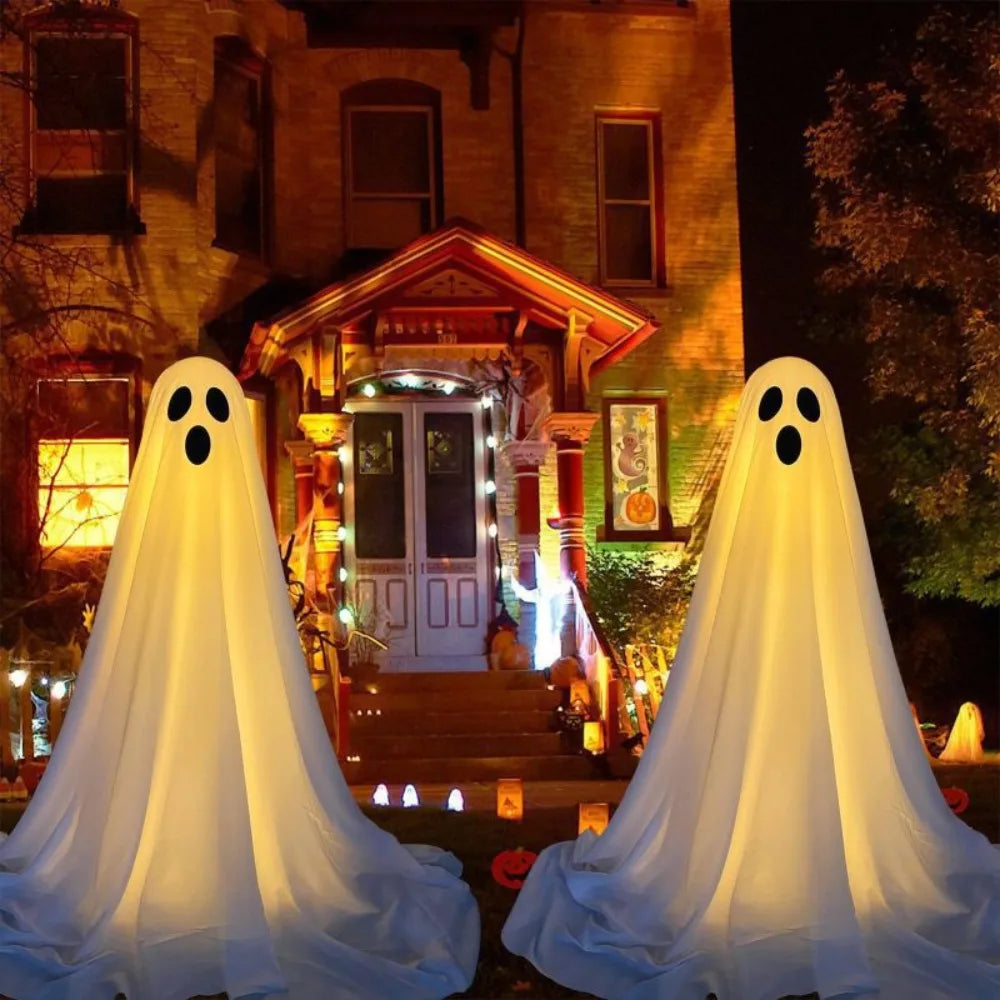 85CM Halloween Decor Light Strings Battery Front Porch Ghost Decorations Scary White Ghosts Stand Courtyard Halloween Decoration