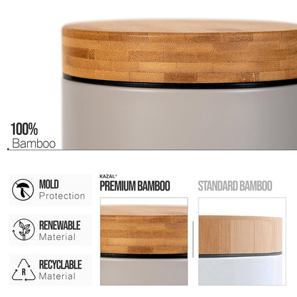 3L Designer Bathroom Bin | Superior Bamboo | Soft Closing | Anti-Finger | Taupe (Bright)