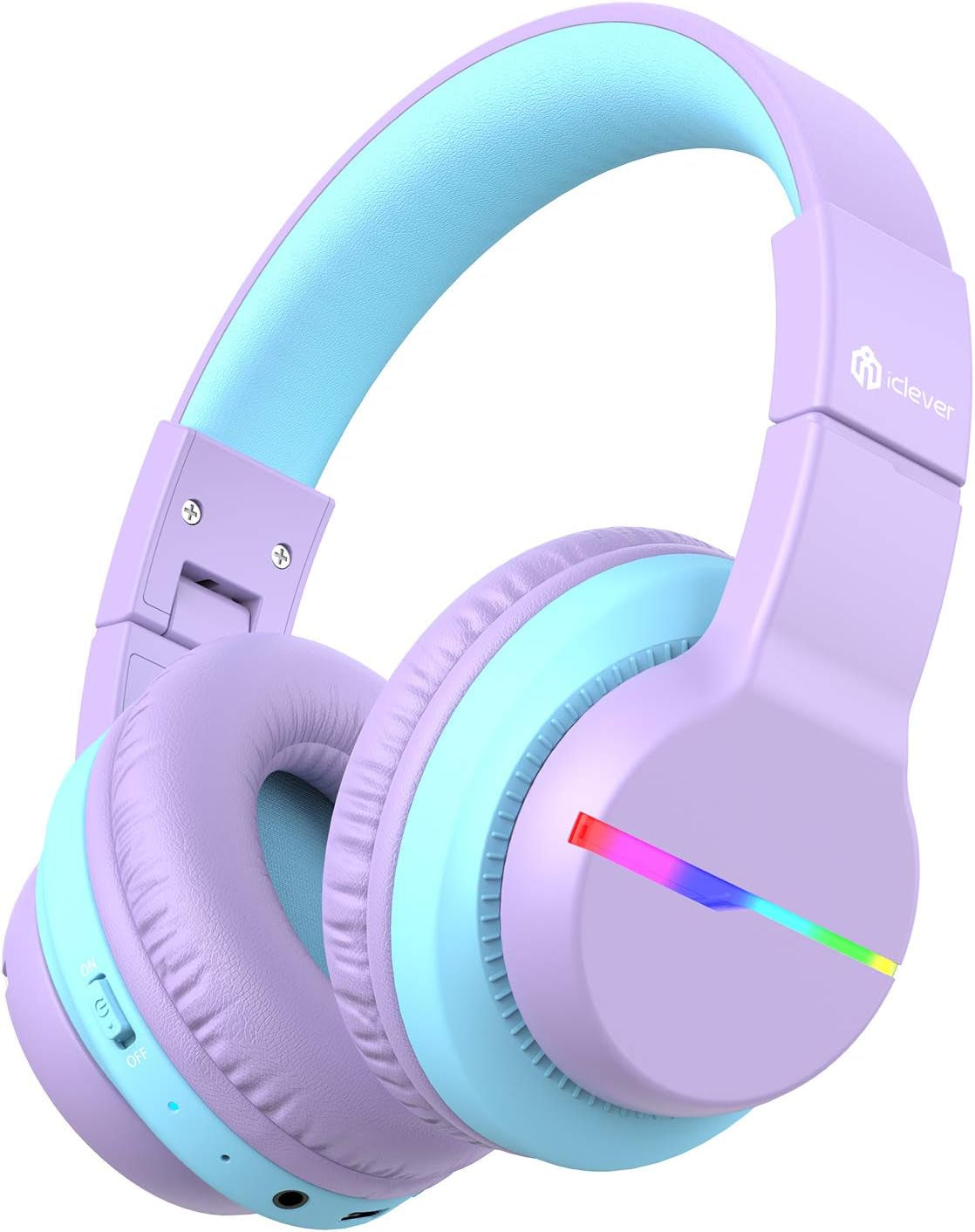 Bluetooth Kids Headphones BTH12 | LED Lights, 74/85dB Volume Limit, 85H Playtime, Bluetooth 5.2, Built-In Mic