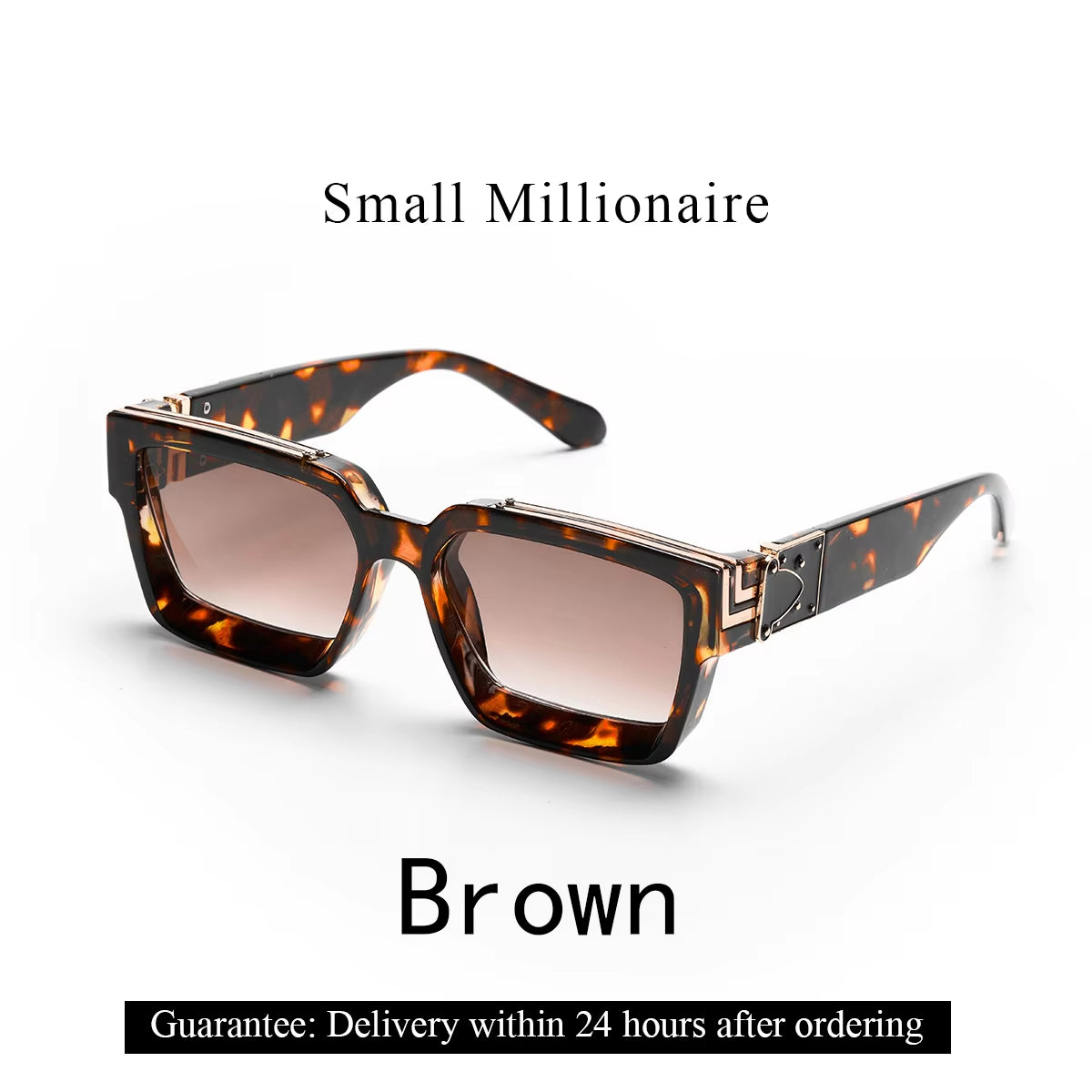 Ruiao Retro Black Millionaire Shades Luxury Sunglasses 2024 Designer Square Sunglasses for Men and Women