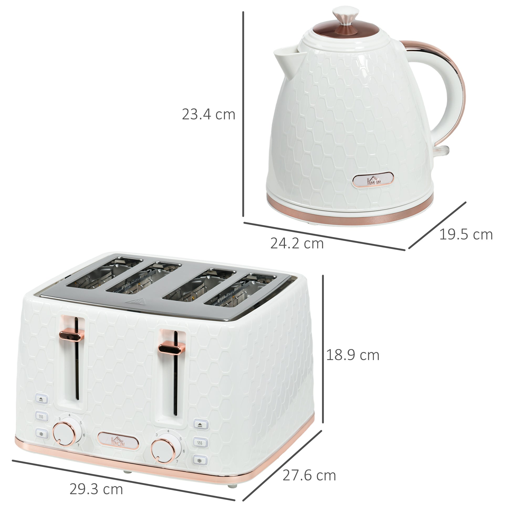 1.7L 3000W Fast Boil Kettle and Toaster Set with Auto Shut Off