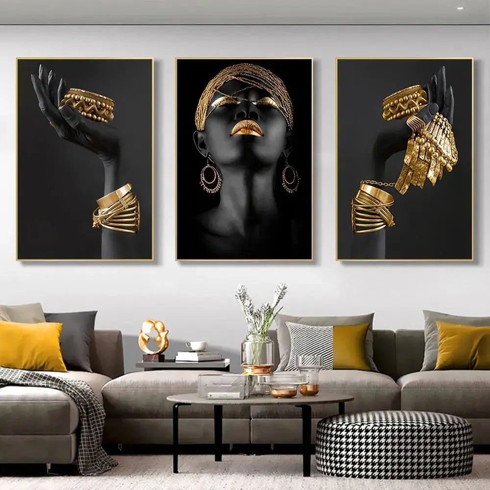 African Women Wall Canvas Prints - 3 Pieces - DynamicDrop Hub