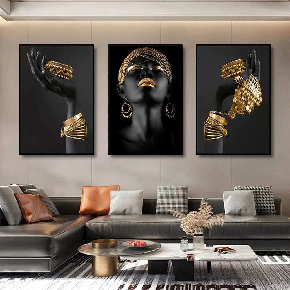 African Women Wall Canvas Prints - 3 Pieces - DynamicDrop Hub