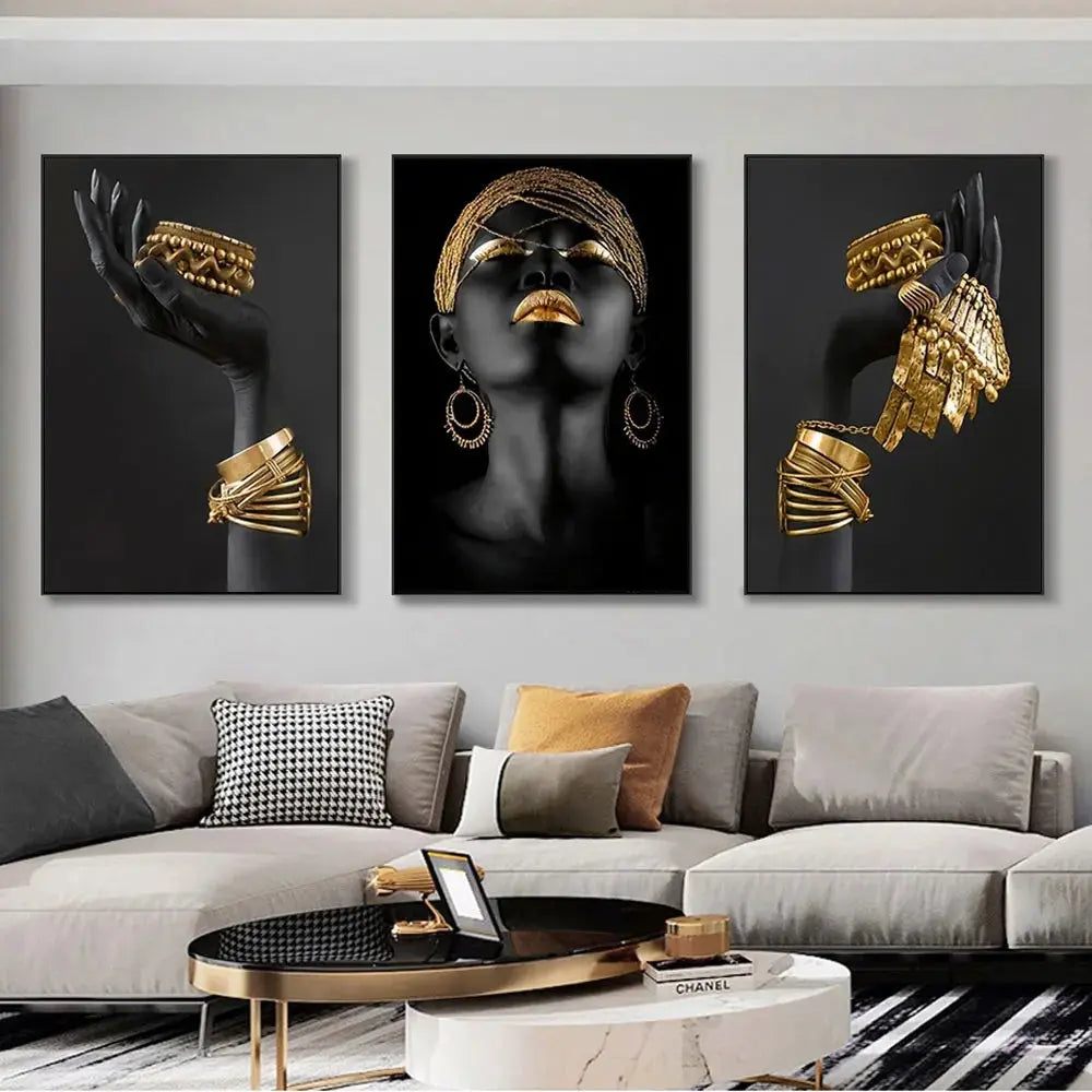 African Women Wall Canvas Prints - 3 Pieces - DynamicDrop Hub