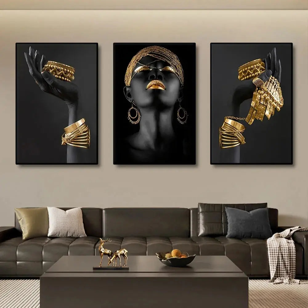 African Women Wall Canvas Prints - 3 Pieces - DynamicDrop Hub