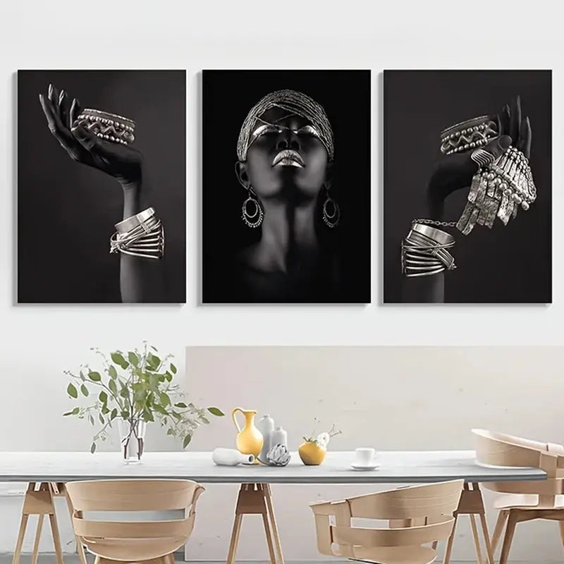 African Women Wall Canvas Prints - 3 Pieces - DynamicDrop Hub