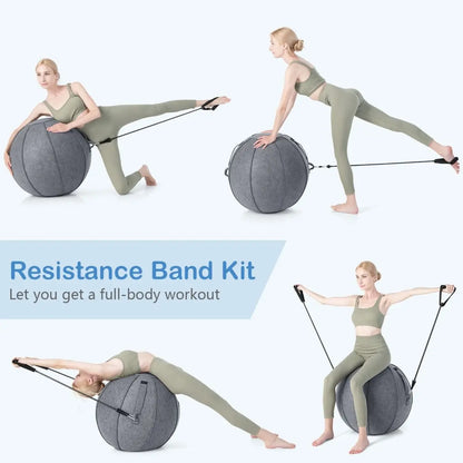 Anti-Burst Exercise Ball with Cover Handle and Resistance Bands - DynamicDrop Hub