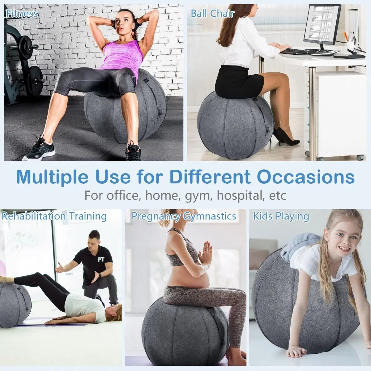 Anti-Burst Exercise Ball with Cover Handle and Resistance Bands - DynamicDrop Hub