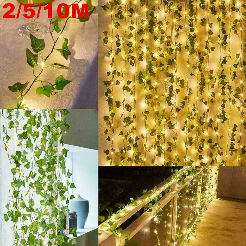 Artificial Ivy-Garland Fake Greenery-Plant with LED Lights Vine Ivy Leaf Hanging - DynamicDrop Hub