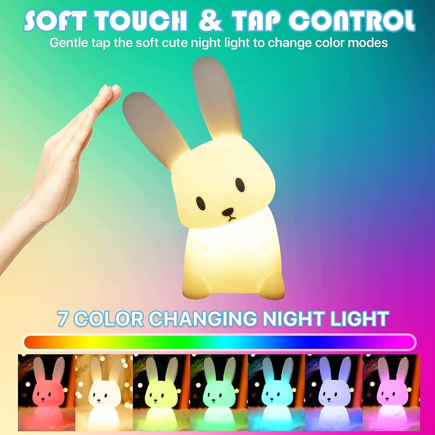 Bunny Baby Night Light, Kids USB Charging Bedroom Light, Night Lamp Cute Animal - DynamicDrop Hub