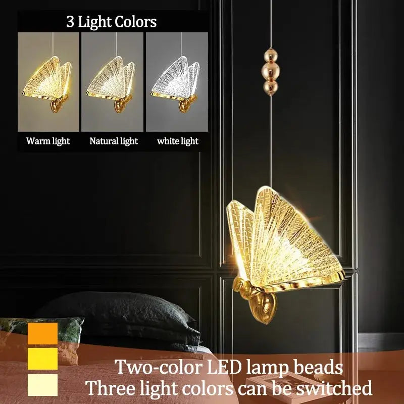 Butterfly Led Pendant Lights Nordic Hanging Lamp Indoor Lighting for Bedside Living Dining Room Kitchen Pendente Iluminação - DynamicDrop Hub