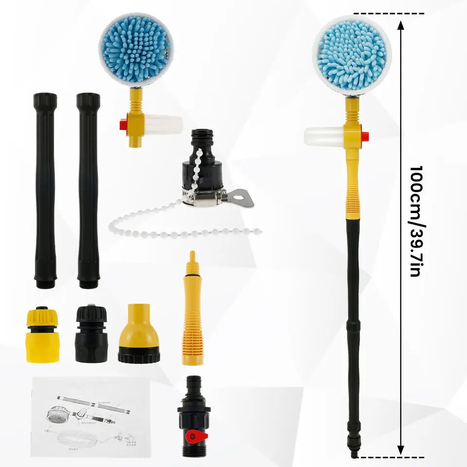 Car Rotary Wash Brush Kit 360 Degree Automatic Rotating Adjustable Dip Wash Brush High Pressure Washer for Vehicle Cleaning - DynamicDrop Hub