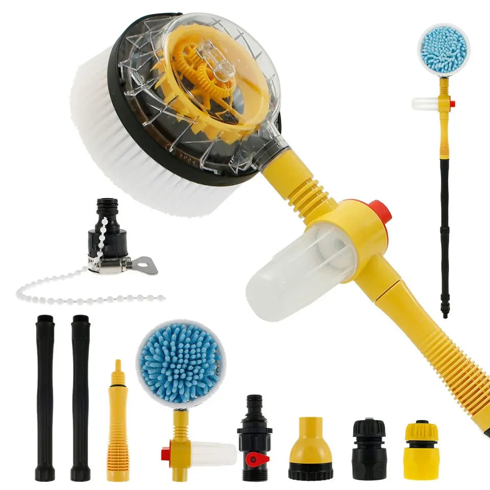 Car Rotary Wash Brush Kit 360 Degree Automatic Rotating Adjustable Dip Wash Brush High Pressure Washer for Vehicle Cleaning - DynamicDrop Hub