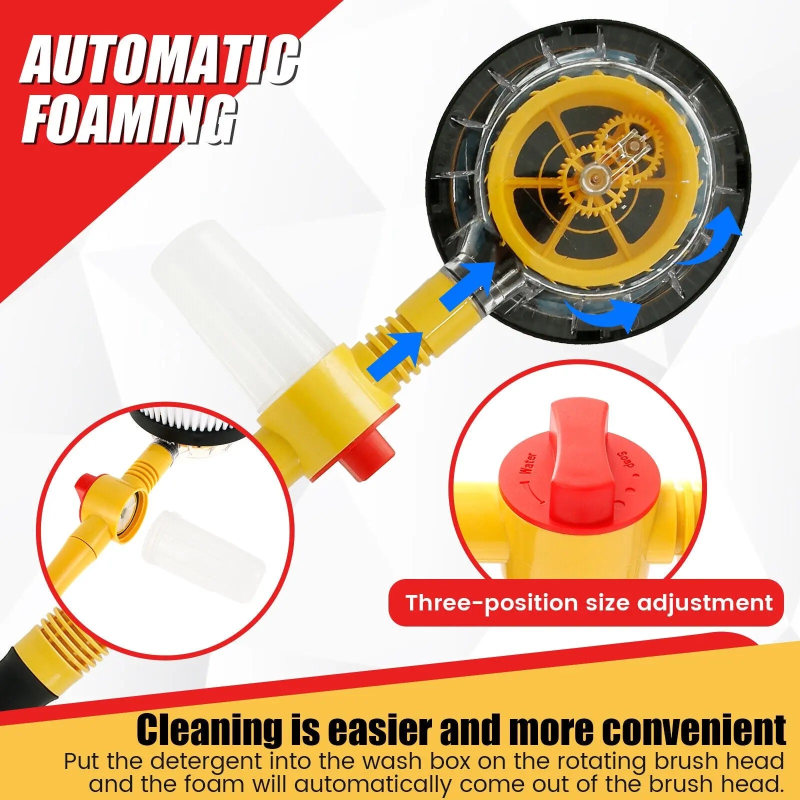 Car Rotary Wash Brush Kit 360 Degree Automatic Rotating Adjustable Dip Wash Brush High Pressure Washer for Vehicle Cleaning - DynamicDrop Hub