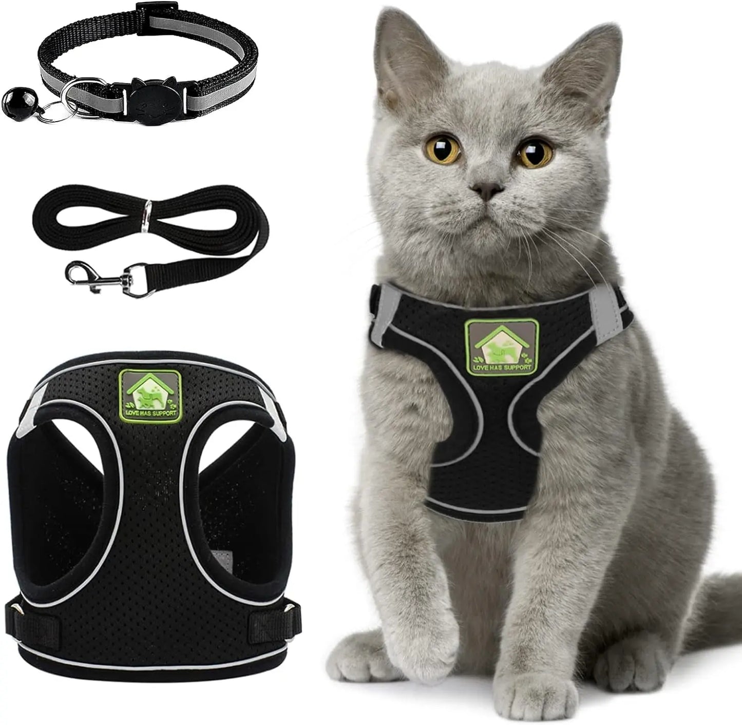 Cat Collars Harnesses and Lead Set Kitten Walking Escape Proof Adjustable Lead - DynamicDrop Hub