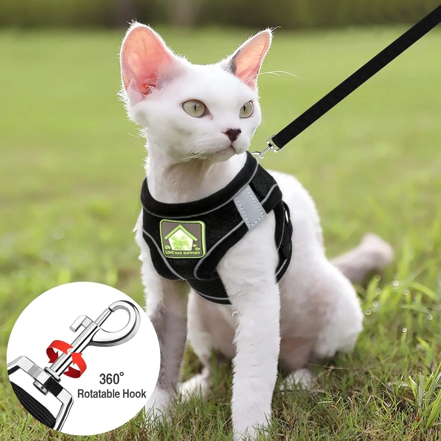 Cat Collars Harnesses and Lead Set Kitten Walking Escape Proof Adjustable Lead - DynamicDrop Hub