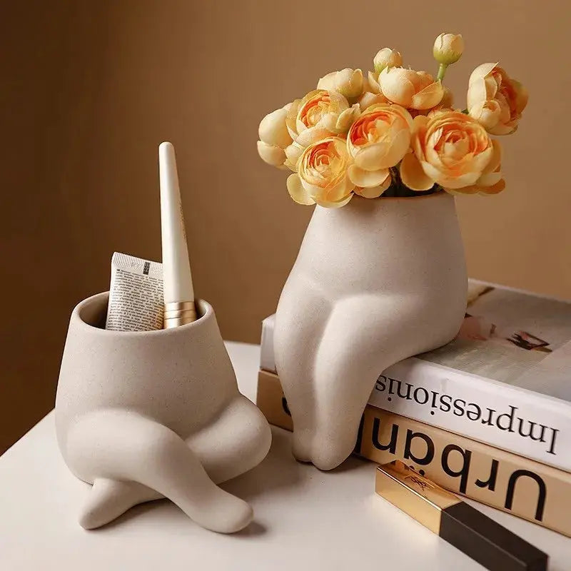 Ceramic Leg Vase - Crafted Vase for Your Flowers and Succulents - DynamicDrop Hub