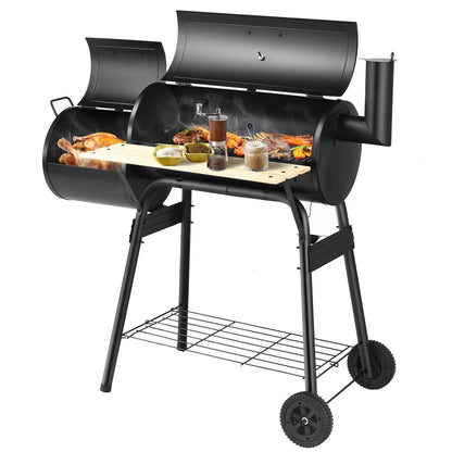 Charcoal BBQ Grill with Wheels and Shelves for Camping Picnic Party - DynamicDrop Hub