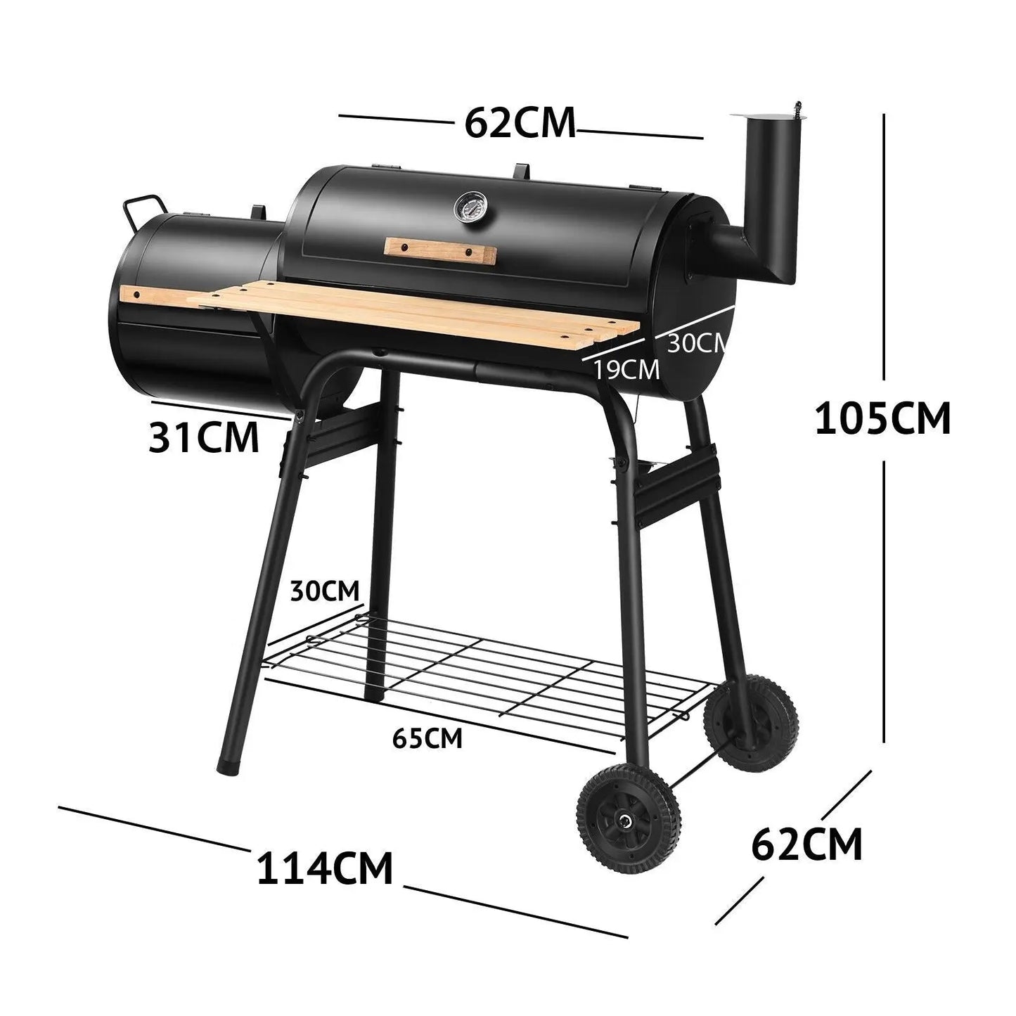 Charcoal BBQ Grill with Wheels and Shelves for Camping Picnic Party - DynamicDrop Hub