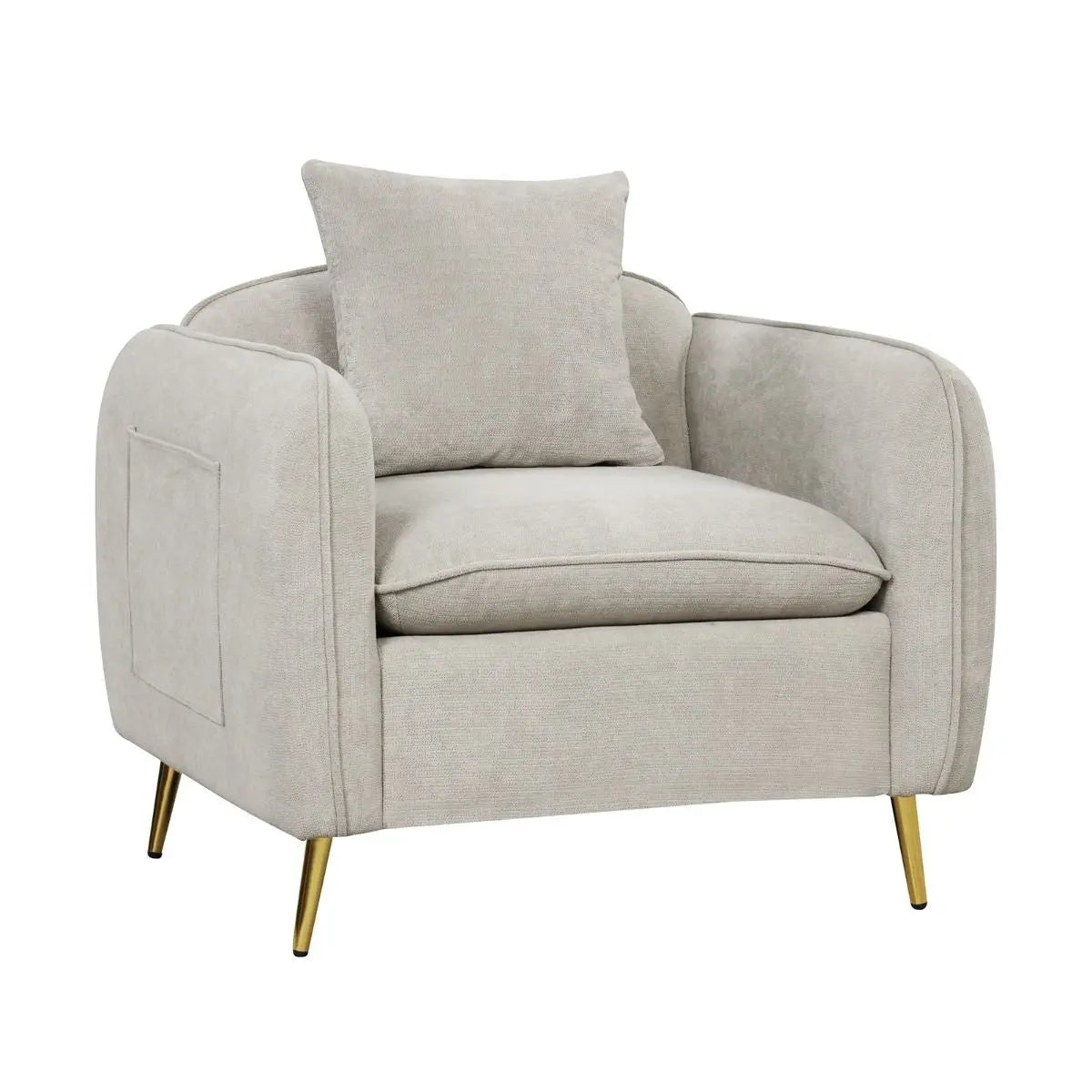 Chenille Velvet Accent Chair with Golden Metal Legs - DynamicDrop Hub