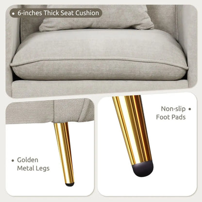 Chenille Velvet Accent Chair with Golden Metal Legs - DynamicDrop Hub