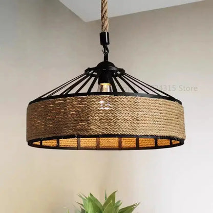 Classical Hemp Rope Pendant Hanging Lamp Lustre for Ceiling Chandelier Classic Retro Antique Industrial Iron Dining Room Light - DynamicDrop Hub