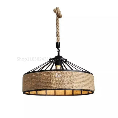 Classical Hemp Rope Pendant Hanging Lamp Lustre for Ceiling Chandelier Classic Retro Antique Industrial Iron Dining Room Light - DynamicDrop Hub