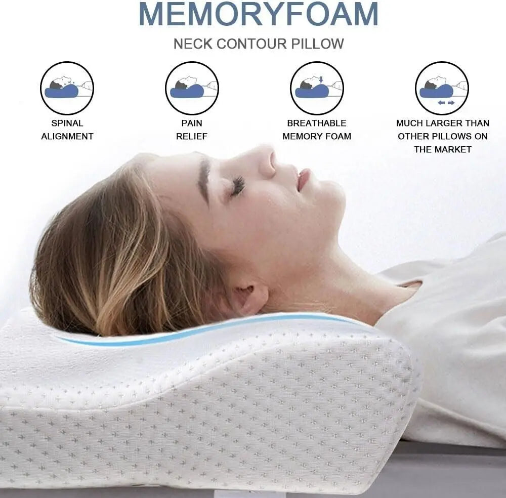 Contour Memory Foam Cervical Support Pillow Neck Pain Relief Sleeping Orthopedic - DynamicDrop Hub