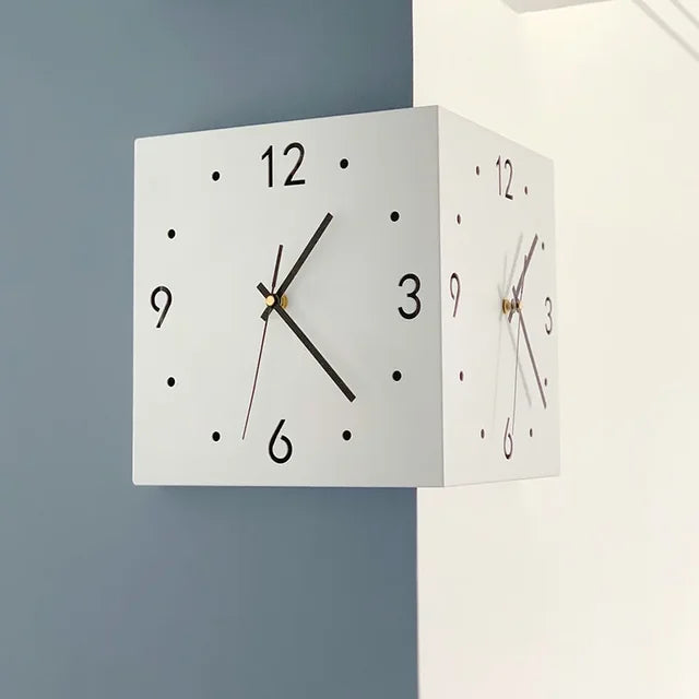 Double-Sided Square Wall Clock Minimalist Creative Corner Digital Hollow-Out Silent Wall Clock Simple Wall Decoration
