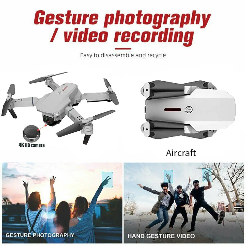 Drone Foldable Quadcopter Transmission WIFI FPV 4K HD Dual Camera 3 Batteries - DynamicDrop Hub