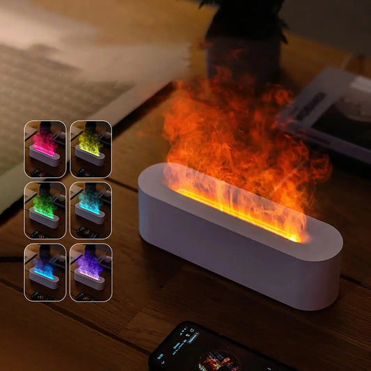 DynamicDrop Hub Flame Aroma Diffuser & Humidifier - Ultrasonic Air Purifier with 7 Color Simulation Light DynamicDrop Hub