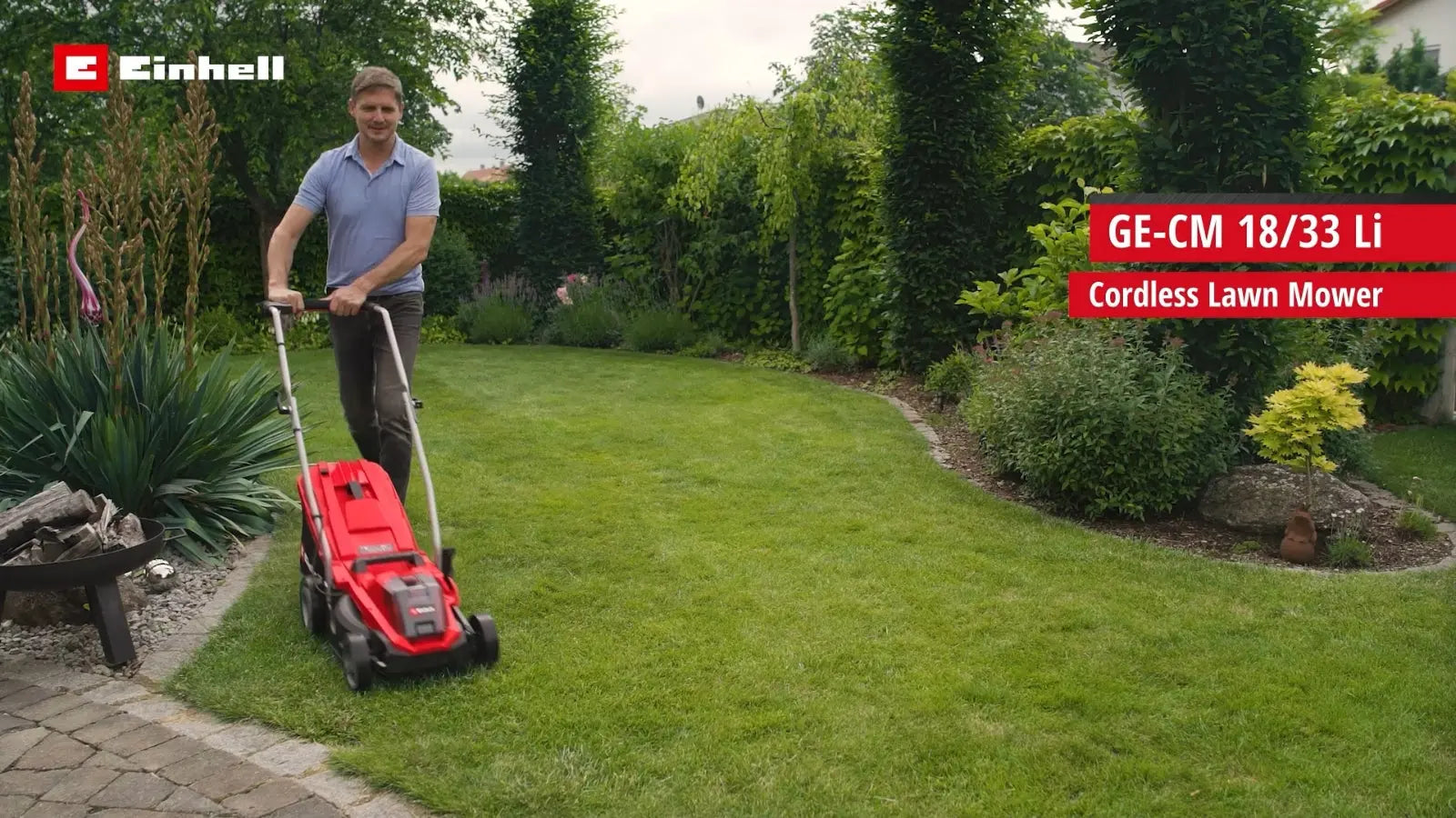 Einhell Cordless Lawnmower 33Cm Power X-Change with Battery and Charger GE-CM 18 - DynamicDrop Hub