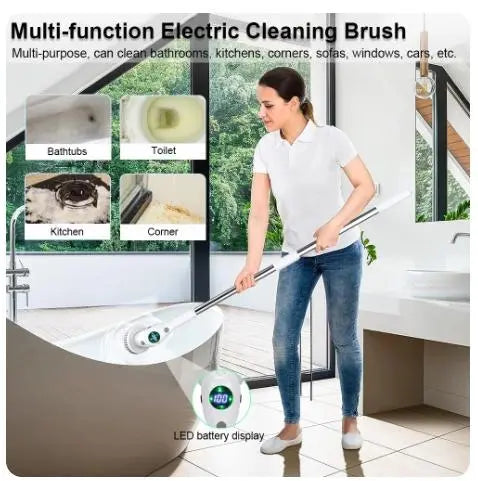 Electric Cleaning Brush 8 in 1 Multifunctional Rotatable Cleaning Brush For Bathroom Kitchen Windows Toilet - DynamicDrop Hub