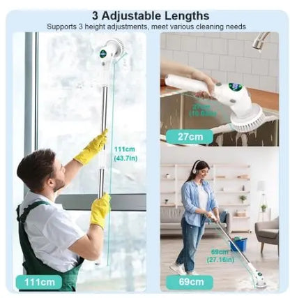 Electric Cleaning Brush 8 in 1 Multifunctional Rotatable Cleaning Brush For Bathroom Kitchen Windows Toilet - DynamicDrop Hub