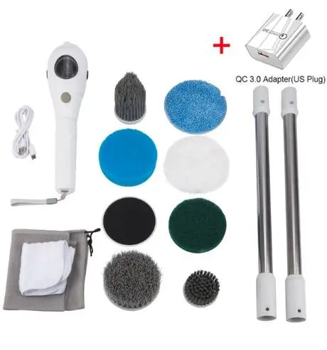 Electric Cleaning Brush 8 in 1 Multifunctional Rotatable Cleaning Brush For Bathroom Kitchen Windows Toilet - DynamicDrop Hub