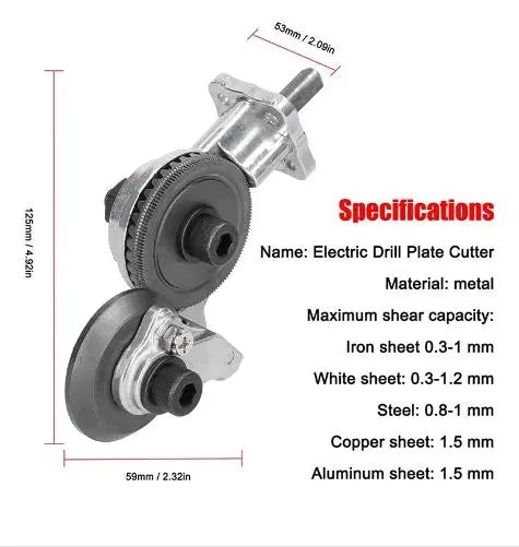 Electric Drill Plate  Cutting Tool Sheet Metal Scissors - DynamicDrop Hub