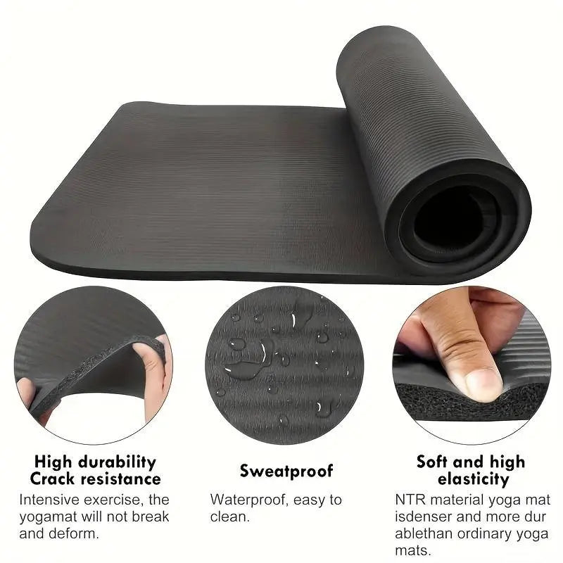 Extra Thick Non-Slip Yoga Mat - Shock Absorbing, Durable NBR Rubber for Home Fitness & Training - DynamicDrop Hub