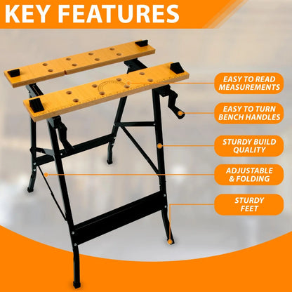 FOLDABLE WOODEN WORKBENCH BENCH WORK PORTABLE CLAMPING FOLDING WORKTOP TABLE DIY - DynamicDrop Hub