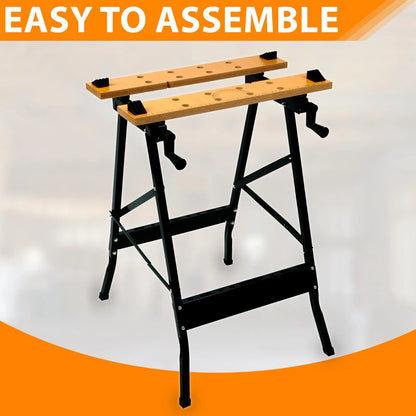 FOLDABLE WOODEN WORKBENCH BENCH WORK PORTABLE CLAMPING FOLDING WORKTOP TABLE DIY - DynamicDrop Hub