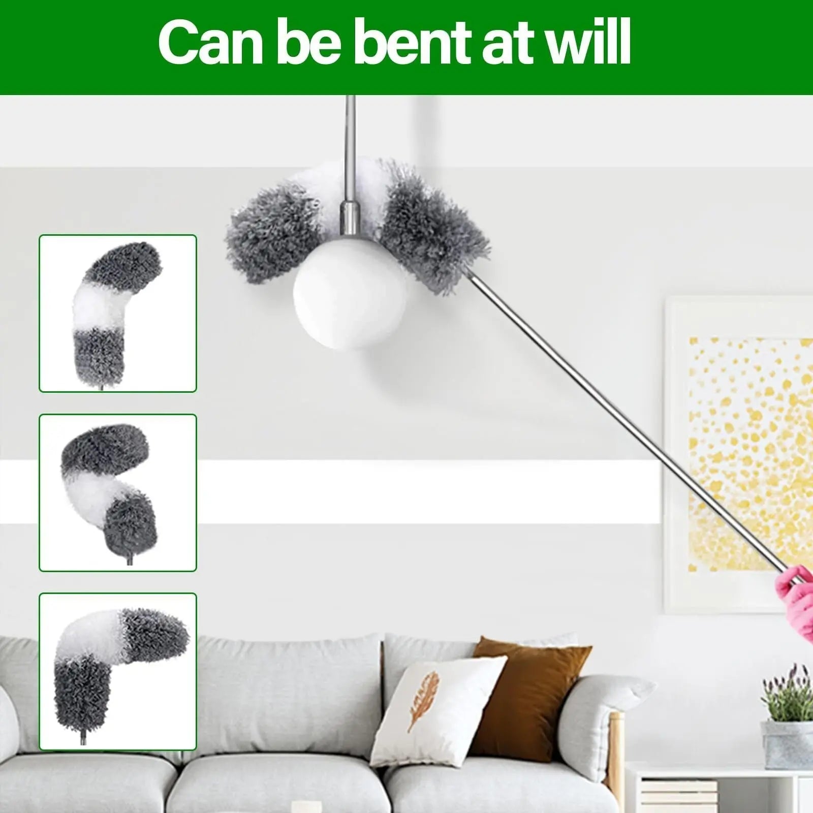 Feather Duster Set: Expandable - Reusable Bendable Dusters for High Dusting - DynamicDrop Hub