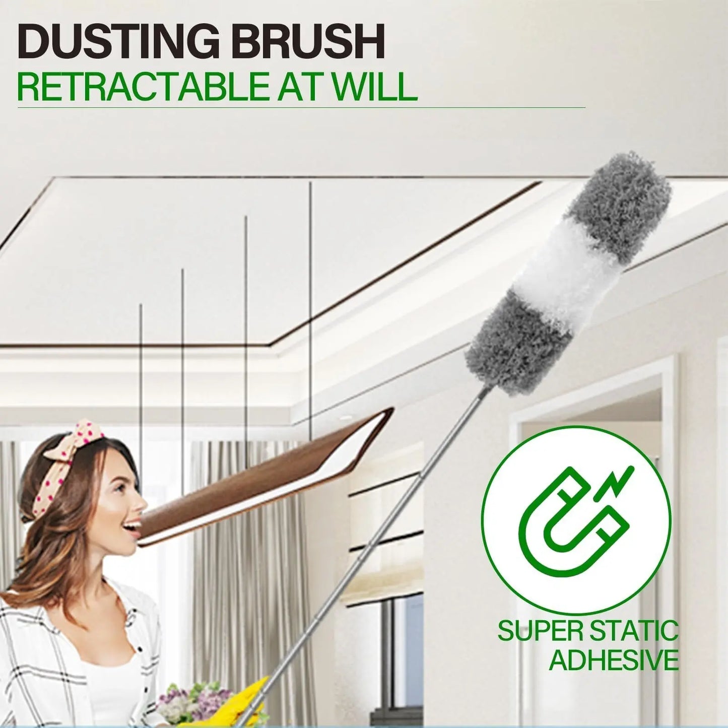 Feather Duster Set: Expandable - Reusable Bendable Dusters for High Dusting - DynamicDrop Hub