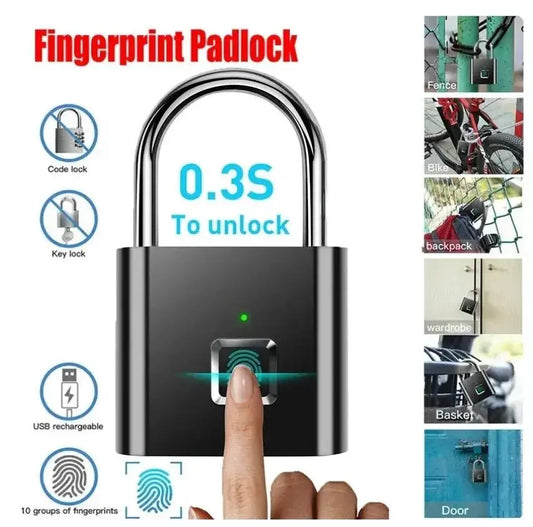 Fingerprint Lock Keyless Waterproof Anti-Theft Smart Lock Fingerprint Padlock Zinc Alloy Intelligent Safety Electronic Doorlock - DynamicDrop Hub