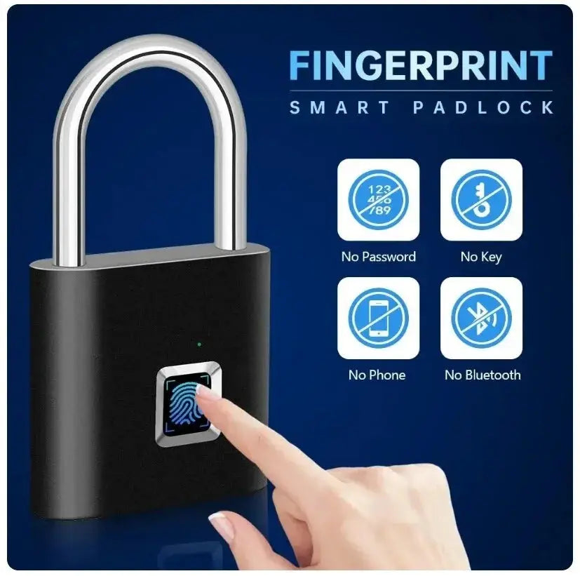 Fingerprint Lock Keyless Waterproof Anti-Theft Smart Lock Fingerprint Padlock Zinc Alloy Intelligent Safety Electronic Doorlock - DynamicDrop Hub