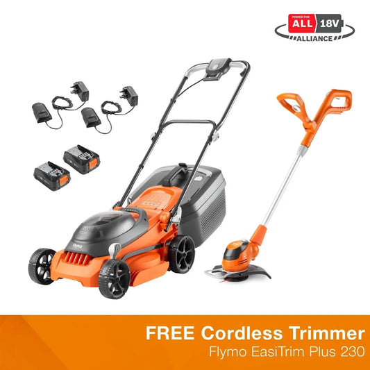 Flymo 36V Easistore 340R Cordless Lawnmower Kit - Power for All - DynamicDrop Hub